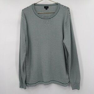 J.Crew Women’s Green & White Striped Cotton Crewneck Sweater Size L